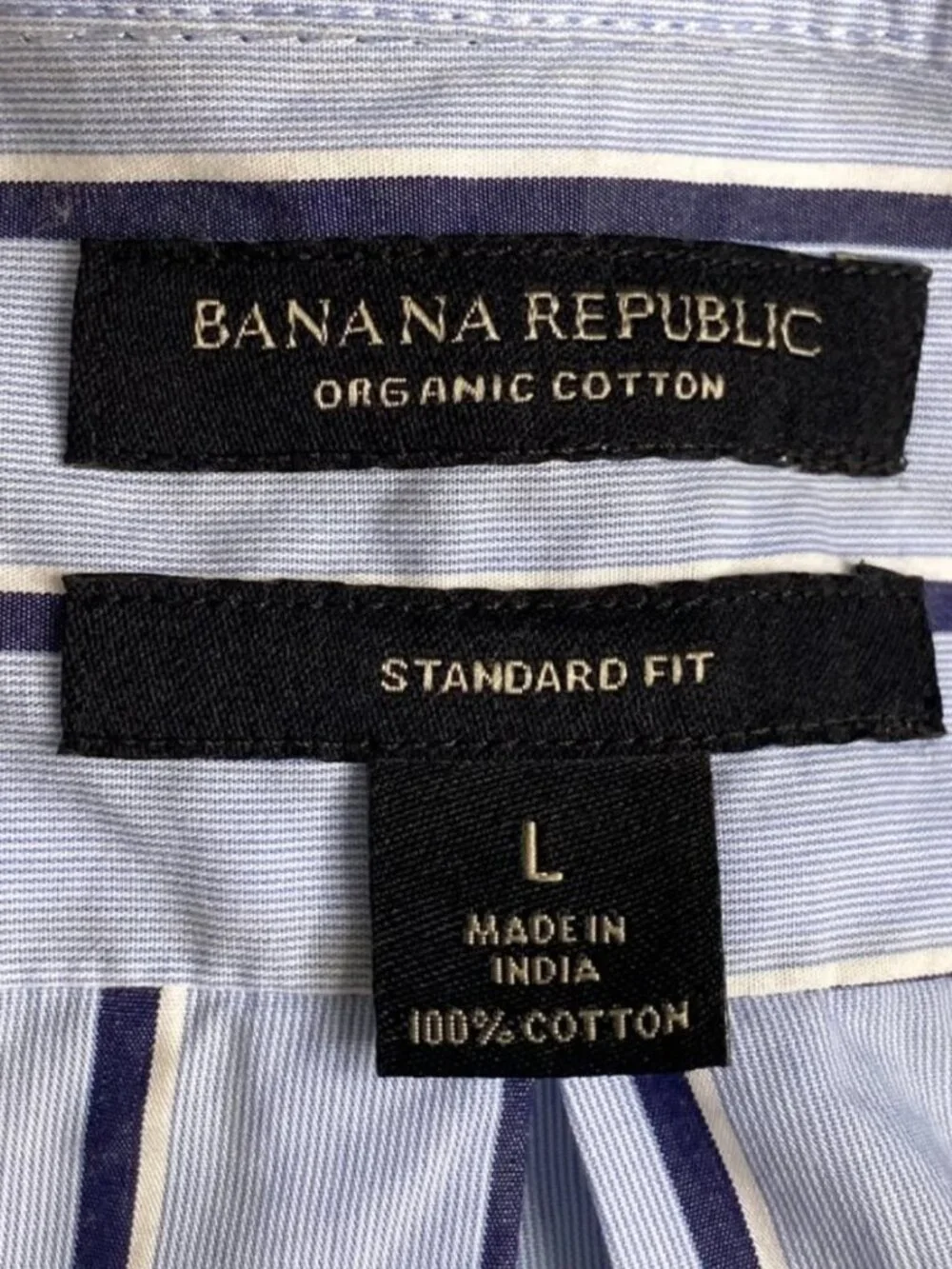 Banana Republic Men's Organic Cotton Button Down Striped Long Sleeve Size Large